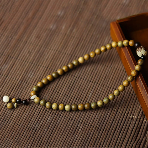 Buddha Stones Green Sandalwood Bodhi Seed Lotus Soothing Double Wrap Bracelet Bracelet BS 8