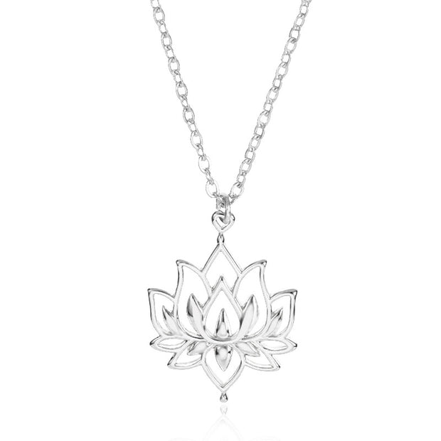 Buddha Stones Lotus Titanium Steel Enlightenment Necklace Pendant Ring Necklaces & Pendants BS Silver Lotus Necklace