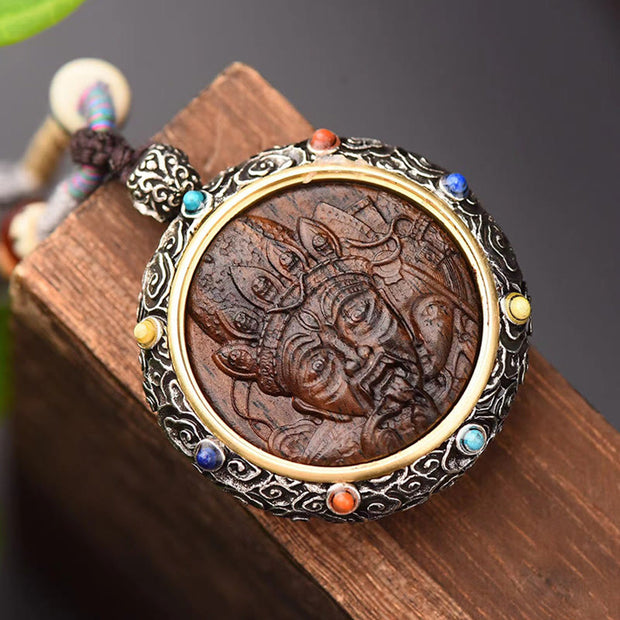 Buddha Stones Agarwood Nine Tailed Fox Zakiram Goddess of Wealth Green Tara Thangka Luck String Necklace (Extra 30% Off | USE CODE: FS30)