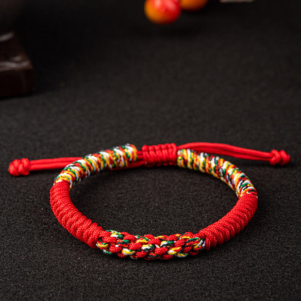 Buddha Stones Tibetan Handmade Colorful King Kong Knot Luck Braid String Bracelet Bracelet BS Red 18-19CM