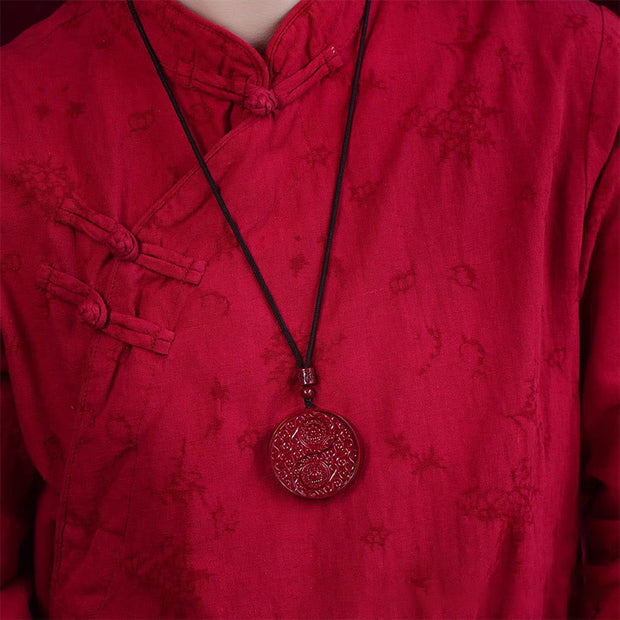 Buddha Stones Cinnabar Yin Yang Keep Away Evil Spirits Necklace Pendant Necklaces & Pendants BS 4