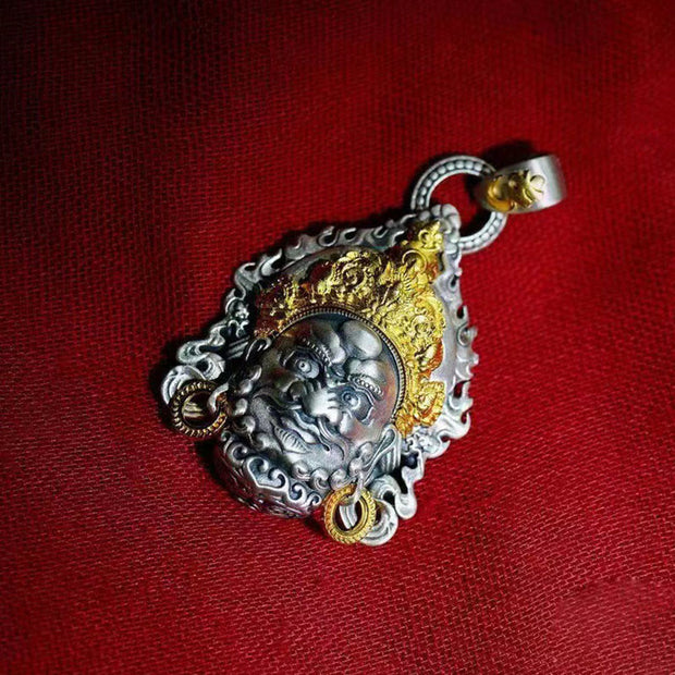 Buddha Stones Yellow God of Wealth Amulet Copper Luck Necklace Pendant Necklaces & Pendants BS 4