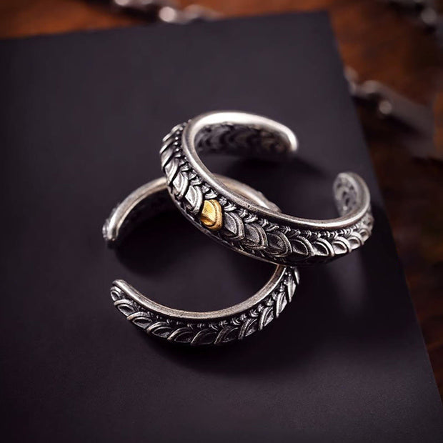 Buddha Stones Vintage Dragon Scales Pattern Luck Ring