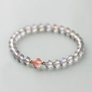 Buddha Stones Moonstone Pink Crystal Cinnabar Healing Positive Bracelet Bracelet BS 1