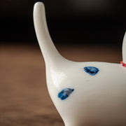 Buddha Stones Mini Lucky White Cat Kitten Tea Pet Ceramic Home Desk Figurine Decoration Decorations BS 10