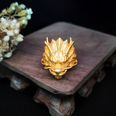 Buddha Stones Golden Dragon Luck Protection Ring Ring BS Dragon(Protection♥Success)