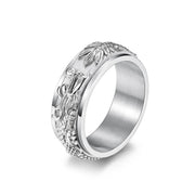 Buddha Stones Dragon Titanium Steel Stimulation Rotatable Ring