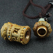 Buddha Stones Tibet Green Sandalwood Rosewood Om Mani Padme Hum Lotus Positive Soothing Necklace Pendant Necklaces & Pendants BS 6