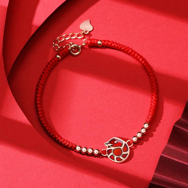 Buddha Stones 925 Sterling Silver Chinese Zodiac Luck Faith Discolor Red String Bracelet