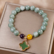 Buddha Stones Jade Four Leaf Clover Luck Bracelet Bracelet BS 3