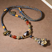 Buddha Stones Handmade Buddha Snake Skull Head Dzi Bead Serenity Rope Necklace Pendant Necklaces & Pendants BS 1