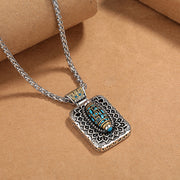 Buddha Stones Nine-Eye Dzi Bead Design Copper Healing Rotatable Necklace Pendant Necklaces & Pendants BS 1