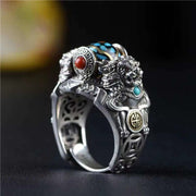 Buddha Stones PiXiu Titanium Steel Balance Calm Adjustable Ring