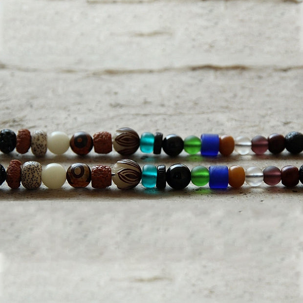 Buddha Stones Tibet 108 Mala Beads Nine Palaces Bagua Bodhi Seed Yak Bone Vajra Harmony Bracelet Mala Bracelet BS 5