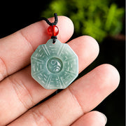 Buddha Stones Natural Jade FengShui Bagua Yin Yang Prosperity Necklace Pendant Necklaces & Pendants BS 4