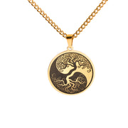 Buddha Stones The Tree of Life Titanium Steel Connection Necklace Pendant Necklaces & Pendants BS Gold