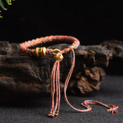 Buddha Stones Tibetan Handmade Luck Prayer Wheel Bead Charm Weave Colorful String Bracelet Bracelet BS Orange&Blue(Wrist Circumference 14-19cm)