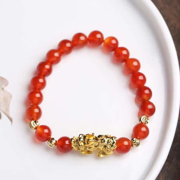 Buddha Stones Red Agate Pi Xiu Luck Bracelet