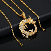 Buddha Stones Chinese Zodiac Dragon Pattern Success Necklace Pendant Necklaces & Pendants BS 2
