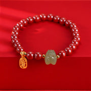 Buddha Stones 925 Sterling Silver Year of the Dragon Natural Cinnabar Hetian Jade Dragon Fu Character Ruyi As One Wishes Charm Blessing Bracelet Bracelet BS Red Cinnabar(Wrist Circumference 14-16cm) Ruyi(As One Wishes) Charm