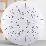 Buddha Stones Steel Tongue Drum Sound Healing Mindfulness Lotus Pattern Yoga Drum Kit 13 Note 12 Inch Percussion Instrument Tongue Drum BS White