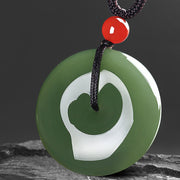 Buddha Stones Natural Round Jade Peace Buckle Prosperity Necklace String Pendant Necklaces & Pendants BS 2