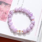 Buddha Stones Kunzite Hetian White Jade Gourd Love Spiritual Growth Bracelet Bracelet BS 2