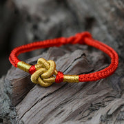Buddha Stones Handmade Simple Design Chinese Knotting Luck Strength Braid String Bracelet Bracelet BS Lover's Knot Red 17cm