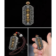 Buddha Stones Tibetan Om Mani Padme Hum Carved Dorje Vajra Rotatable Lotus Pattern Purity Rope Necklace Pendant Necklaces & Pendants BS 7