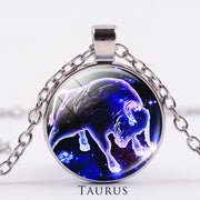 12 Constellations of the Zodiac Moon Starry Sky Protection Blessing Necklace Pendant Necklaces & Pendants BS Silver Taurus