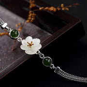 Buddha Stones White Jade Plum Flower Happiness Bracelet Bracelet BS 7