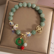 Buddha Stones Strawberry Quartz Jade Fu Character Charm Healing Bracelet