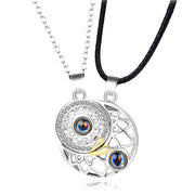 Buddha Stones Magnetic Sun Moon Couple Heart Protection Necklace Pendant Necklaces & Pendants BS Silver