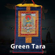 Buddha Stones Tibetan Framed Thangka Blessing Protection Decoration Decorations BS Green Tara