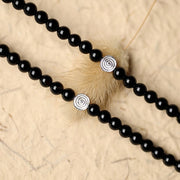 Buddha Stones Tibetan Black Onyx Hetian Jade 108 Mala Beads Fortune Bracelet Mala Bracelet BS 14