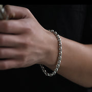 Buddha Stones 925 Sterling Silver Om Mani Padme Hum Carved Design Creativity Metal Bracelet
