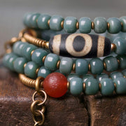 Buddha Stones 108 Mala Beads Bodhi Seed Dzi Bead Wisdom Bracelet Bracelet Mala BS 6