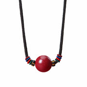 Buddha Stones Cinnabar Bead Blessing String Necklace Pendant Necklaces & Pendants BS 7