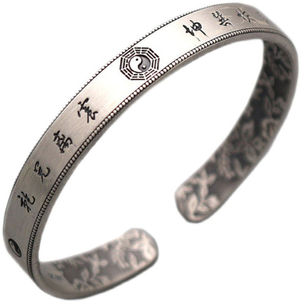 Buddha Stones 999 Sterling Silver Bagua Yin Yang Balance Bracelet