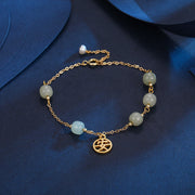 Buddha Stones Blue Chalcedony Energy Beads Charm Bracelet
