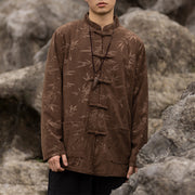 Buddha Stones Bamboo Leaves Clothing Chinese Tang Suit Jacket Coat Men Clothing