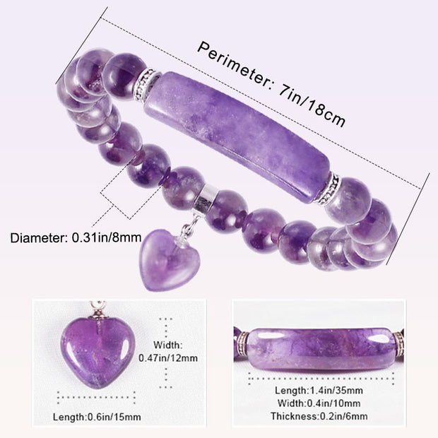 Buddha Stones Natural Quartz Love Heart Healing Beads Bracelet Bracelet BS 2