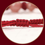 Buddha Stones Natural Strawberry Quartz Crystal Love Red String Weave Bracelet Anklet