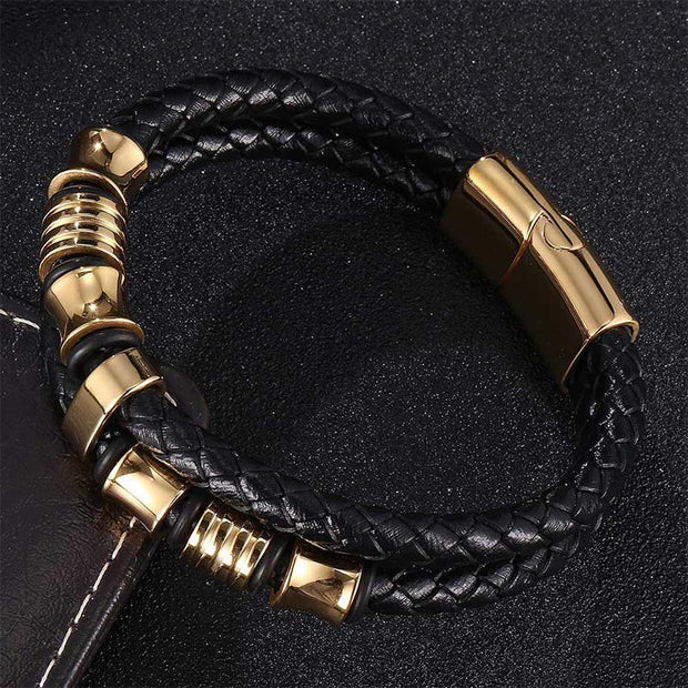 Buddha Stones Layered Leather Weave Fortune Bracelet Bracelet BS 10