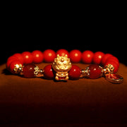 Buddha Stones Year of the Dragon Natural Cinnabar Ingot Protection Bracelet Bracelet BS 4