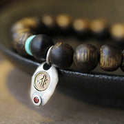 Buddha Stones Vietnam Qinan Agarwood Turquoise Balance Strength Bracelet Bracelet BS 11
