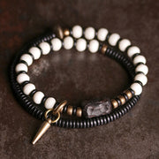 Buddha Stones Yak Bone Ebony Wood Copper Strength Couple Bracelet Bracelet BS 1