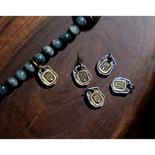 Buddha Stones 925 Sterling Silver 108 Mala Beads Eagle's Eye Stone Moonstone Positive Bracelet Mala Bracelet BS 10