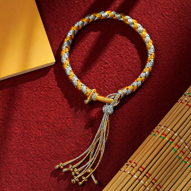Buddha Stones Handmade Tibetan Five God Of Wealth Dragon Scale Rope Luck Braid Bracelet