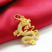 Buddha Stones Gold Dragon Protection Necklace Pendant Necklaces & Pendants BS 4